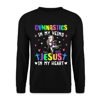 Gymnastics In My Veins Turner Cartwheel Jesus - Unisex Sweatshirt - black - Front - Alina (178cm) & Michal (187cm)