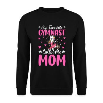 My favorite gymnast calls me mom - Unisex Sweatshirt - black - Front - Alina (178cm) & Michal (187cm)