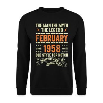 Février 1958 - Février 1958 Anniversaire Février 1958 - Sweat-shirt Unisexe - noir - Devant - Alina (178cm) & Michal (187cm)
