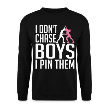 Lutteur Je ne chasse pas les garçons, je - Sweat-shirt Unisexe - noir - Devant - Alina (178cm) & Michal (187cm)