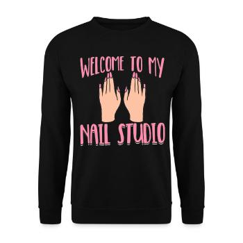 Nail Technician Nail Artist Willkommen in meinem - Unisex Pullover - Schwarz - Vorne - Alina (178cm) & Michal (187cm)