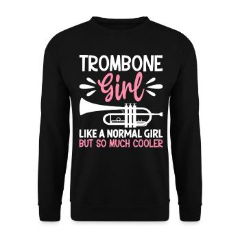 Trombone Girl Much Cool Trombonist Jazz Music - Unisex Sweatshirt - black - Front - Alina (178cm) & Michal (187cm)
