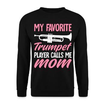Mein Lieblingstrompeter nennt mich Mama Band - Unisex Pullover - Schwarz - Vorne - Alina (178cm) & Michal (187cm)