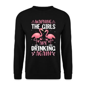 Weintrinkende Trinker Weinglas-Mädchen trinken - Unisex Pullover - Schwarz - Vorne - Alina (178cm) & Michal (187cm)