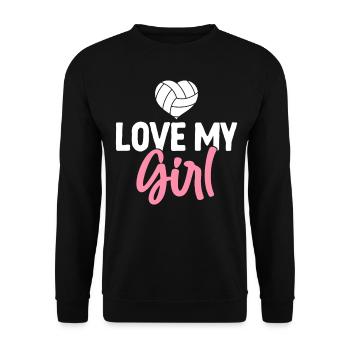 Volleyball Mom Love My Girl - Unisex Pullover - Schwarz - Vorne - Alina (178cm) & Michal (187cm)
