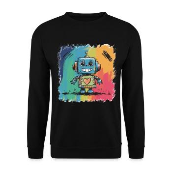 I'm A Friendly Robot Beep Boop - Unisex Pullover - Schwarz - Vorne - Alina (178cm) & Michal (187cm)