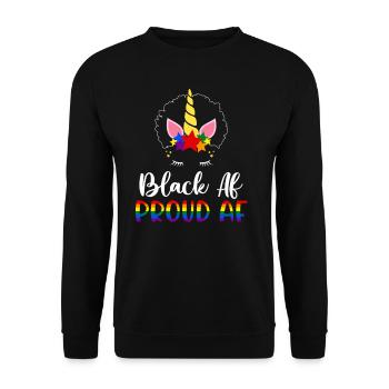 Black Af Proud Af Melanin Black History Brown Skin - Unisex Pullover - Schwarz - Vorne - Alina (178cm) & Michal (187cm)
