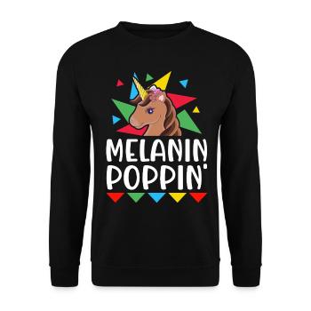 Melanin Poppin Brown Skin Black History - Unisex Sweatshirt - black - Front - Alina (178cm) & Michal (187cm)