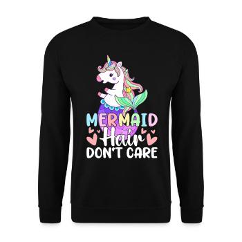 Mermaid Hair Don’t Care Mermaid Girl Design graphique - Sweat-shirt Unisexe - noir - Devant - Alina (178cm) & Michal (187cm)