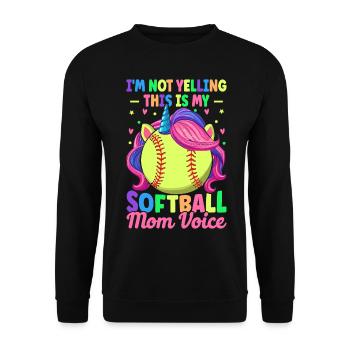 This Is My Softball Mom Voice Weibliche - Unisex Pullover - Schwarz - Vorne - Alina (178cm) & Michal (187cm)