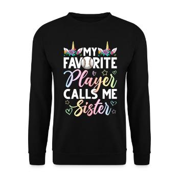 Softball Meine Lieblingsspielerin nennt mich - Unisex Pullover - Schwarz - Vorne - Alina (178cm) & Michal (187cm)