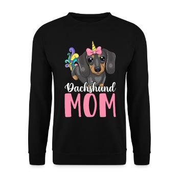 Dackel-Mama Hundemama Grafikdesign für - Unisex Pullover - Schwarz - Vorne - Alina (178cm) & Michal (187cm)