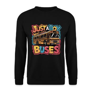 Just a Boy Who Loves Buses for Bus Lovers für - Unisex Pullover - Schwarz - Vorne - Alina (178cm) & Michal (187cm)