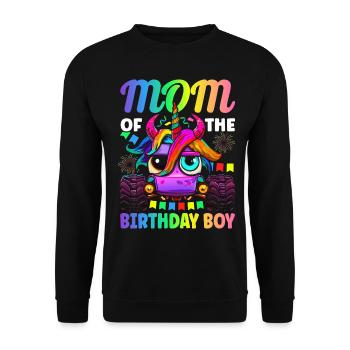 Mom Of The Birthday Boy Monster Truck Truck Lover - Unisex Pullover - Schwarz - Vorne - Alina (178cm) & Michal (187cm)