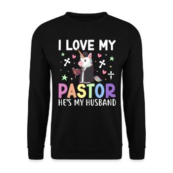 Ich liebe meinen Pastor Er ist mein Ehemann - Unisex Pullover - Schwarz - Vorne - Alina (178cm) & Michal (187cm)