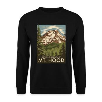 Oregon Mount Hood für Oregon Urlauber - Unisex Pullover - Schwarz - Vorne - Alina (178cm) & Michal (187cm)