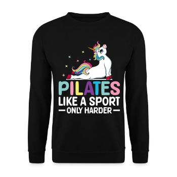 Pilates wie ein Sport, nur härter Pilates-Trainer - Unisex Pullover - Schwarz - Vorne - Alina (178cm) & Michal (187cm)