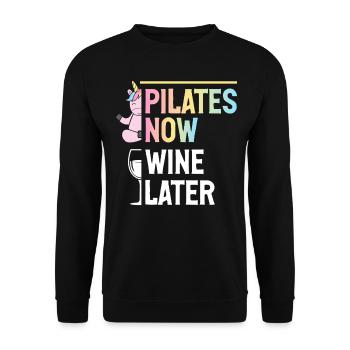 Pilates Now Wine Later Professeur de Pilates - Sweat-shirt Unisexe - noir - Devant - Alina (178cm) & Michal (187cm)