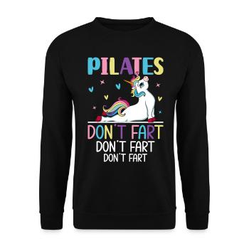 Pilates Don't Fart Funny Pilates Instructor Yoga - Unisex Pullover - Schwarz - Vorne - Alina (178cm) & Michal (187cm)