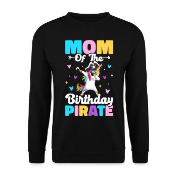 Mom of the Birthday Pirate Pirates Birthday Pirate - Unisex Sweatshirt - black - Front - Alina (178cm) & Michal (187cm)