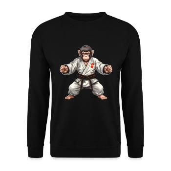 Karate Judo Affe Schimpanse Kampfsport - Unisex Pullover - Schwarz - Vorne - Alina (178cm) & Michal (187cm)