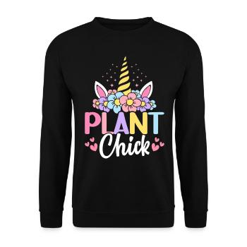 Plant Chick Pflanzenbasierte Ernährung Vegetarisch - Unisex Pullover - Schwarz - Vorne - Alina (178cm) & Michal (187cm)