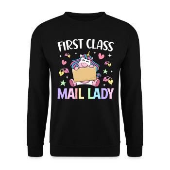 Courrier de première classe dame factière - Sweat-shirt Unisexe - noir - Devant - Alina (178cm) & Michal (187cm)