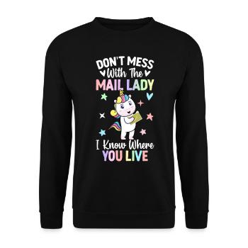 Ne plaisantez pas avec la postière Fille du service postal - Sweat-shirt Unisexe - noir - Devant - Alina (178cm) & Michal (187cm)
