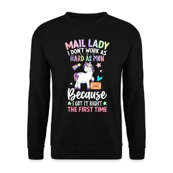 Factrice, je ne travaille pas aussi dur que les hommes Service postal - Sweat-shirt Unisexe - noir - Devant - Alina (178cm) & Michal (187cm)