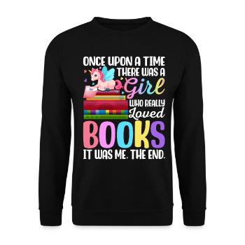 A Girl Who Really Loved Books Book Reader - Unisex Sweatshirt - black - Front - Alina (178cm) & Michal (187cm)