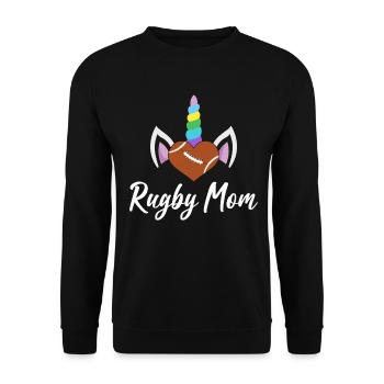 Rugby Mom Weiblicher Rugbyspieler Illustration für - Unisex Pullover - Schwarz - Vorne - Alina (178cm) & Michal (187cm)