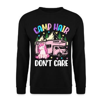 Camp Hair Don’t Care Camping Girl Campeur - Sweat-shirt Unisexe - noir - Devant - Alina (178cm) & Michal (187cm)