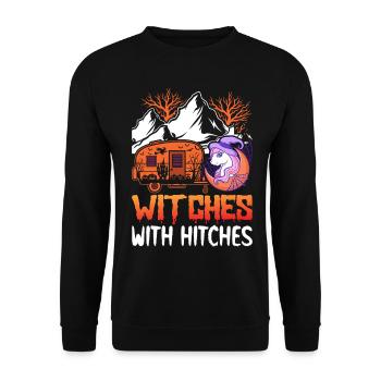 Hexen mit Kupplungen Rv Camping Mädchen Halloween - Unisex Pullover - Schwarz - Vorne - Alina (178cm) & Michal (187cm)
