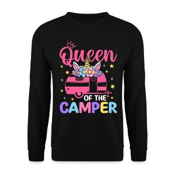 Reine Du Campeur Femme Camper Camping Fille - Sweat-shirt Unisexe - noir - Devant - Alina (178cm) & Michal (187cm)