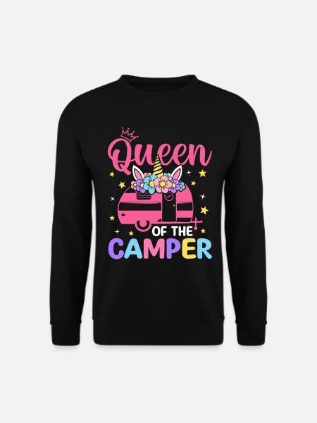Queen Of The Camper Weiblicher Camper Camping Girl - Unisex Pullover - Schwarz