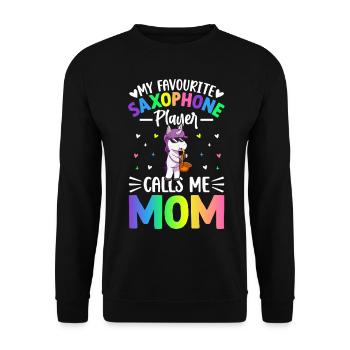 My Favourite Saxophone Player Calls Me Mom - Unisex Pullover - Schwarz - Vorne - Alina (178cm) & Michal (187cm)