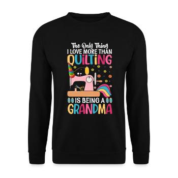 Das Einzige, was ich mehr liebe als Quilten, ist - Unisex Pullover - Schwarz - Vorne - Alina (178cm) & Michal (187cm)