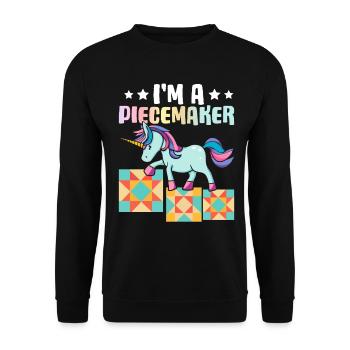 Quilt Lover Knitting Sewing Girl I'm A Piecemaker - Unisex Pullover - Schwarz - Vorne - Alina (178cm) & Michal (187cm)