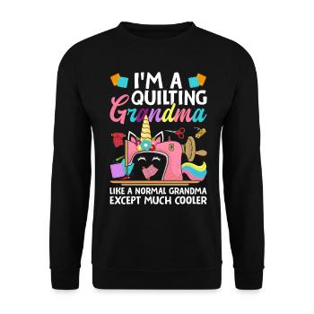 Je suis une mamie qui fait de la courtepointe comme une mamie normale - Sweat-shirt Unisexe - noir - Devant - Alina (178cm) & Michal (187cm)