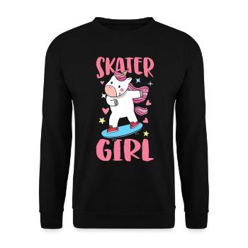 Skater Girl Female Skateboarder Skating Girl - Unisex Sweatshirt - black - Front - Alina (178cm) & Michal (187cm)