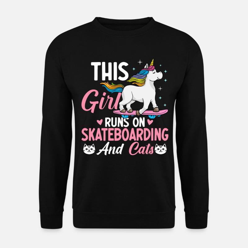 Skateboard et chats Skateuses - Sweat-shirt Unisexe - noir