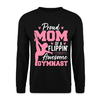 Proud Mom Of A Flippin' Awesome Gymnast Gymnastics - Unisex Pullover - Schwarz - Vorne - Alina (178cm) & Michal (187cm)