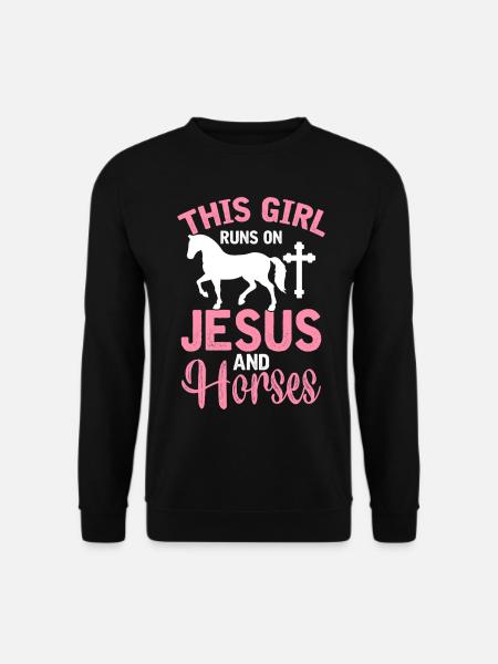 Christian Horse Girl This Girl Runs On Jesus And - Unisex Pullover - Schwarz