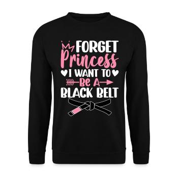 Vergiss Prinzessin ich will ein Schwarzer Gürtel - Unisex Pullover - Schwarz - Vorne - Alina (178cm) & Michal (187cm)