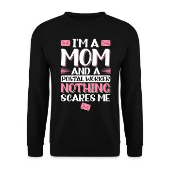 Mom and postal workers Postal workers - Unisex Sweatshirt - black - Front - Alina (178cm) & Michal (187cm)