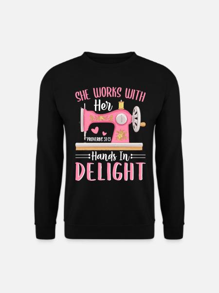 Nähmaschine Häkeln Quilten Hands In Delight Grafik - Unisex Pullover - Schwarz
