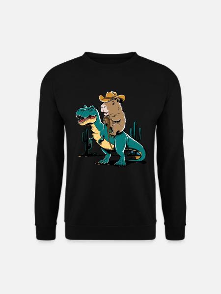 Niedliches Capybara auf Dinosaurier für einen - Unisex Pullover - Schwarz