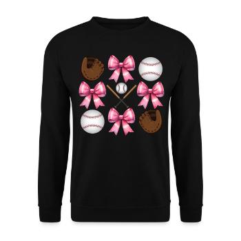 Coquette Bogen Baseballschläger Handschuhe Catcher - Unisex Pullover - Schwarz - Vorne - Alina (178cm) & Michal (187cm)