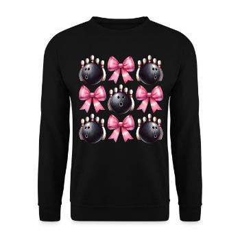 Coquette Bowling Kugel Pins Bowler rosa Schleife - Unisex Pullover - Schwarz - Vorne - Alina (178cm) & Michal (187cm)