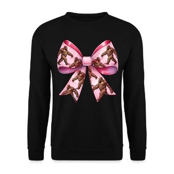 Coquette Bogen Bigfoot Sasquatch Yeti Muster - Unisex Pullover - Schwarz - Vorne - Alina (178cm) & Michal (187cm)